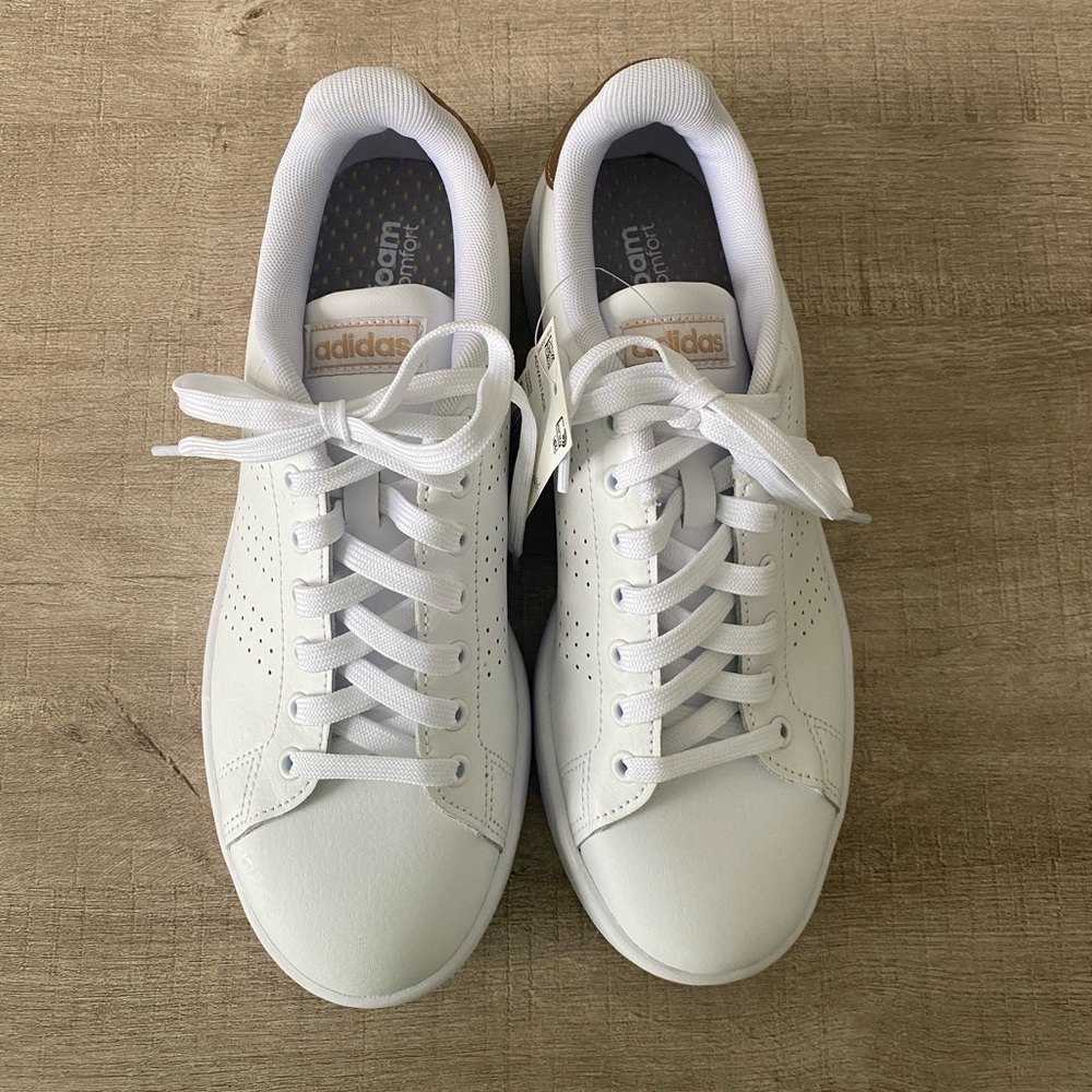 NWT- Adidas Sneakers with Gold Detailing